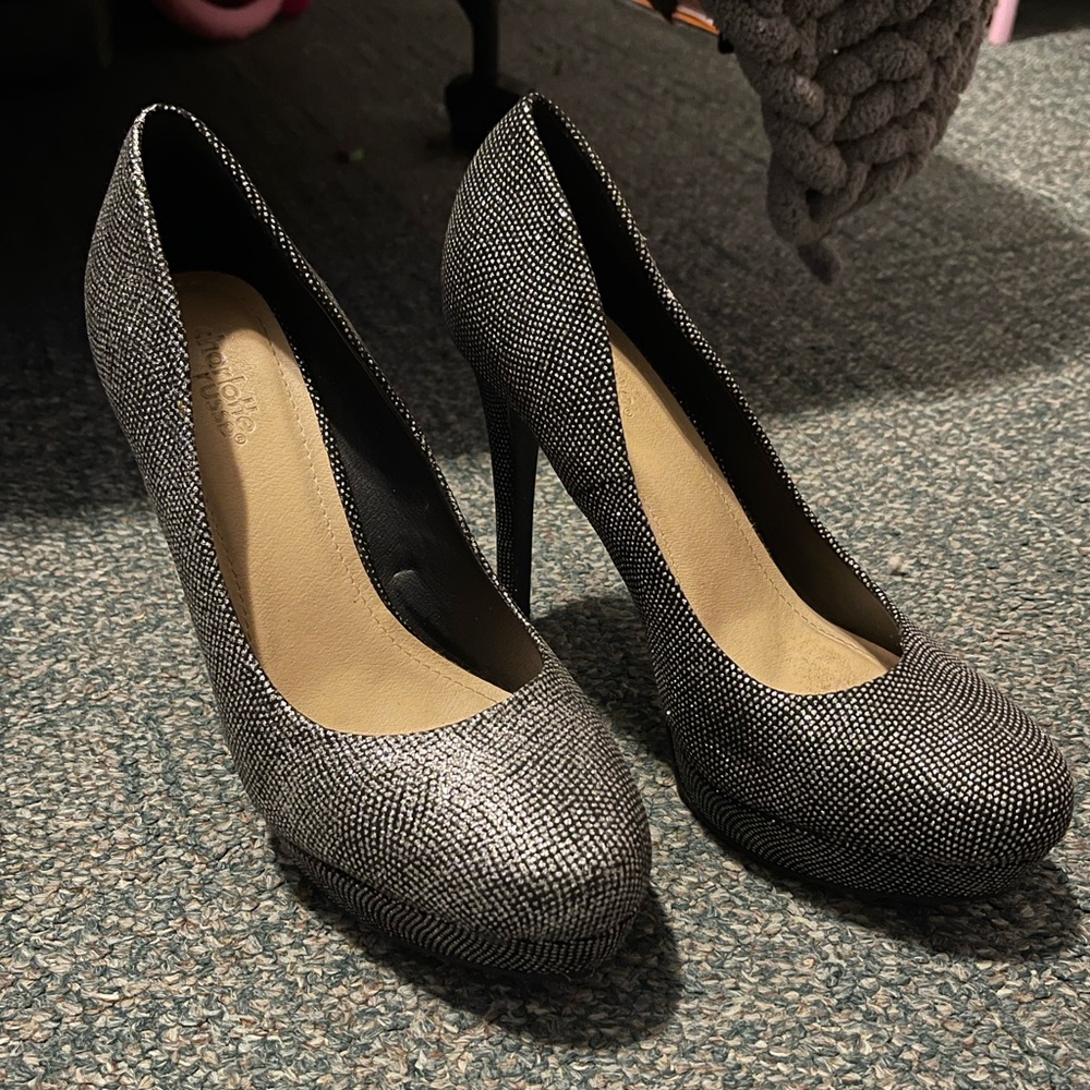 Sparkly Black and Silver Heels
